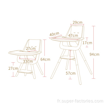 Chaise haute pour enfants 3-en-1 de bonne qualité